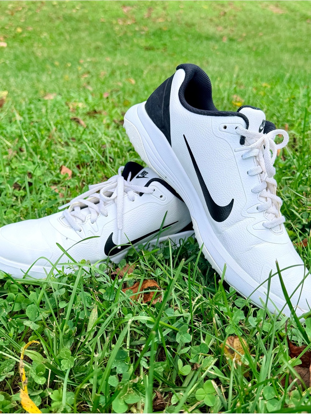 Nike Men's White and Black Golf Shoes